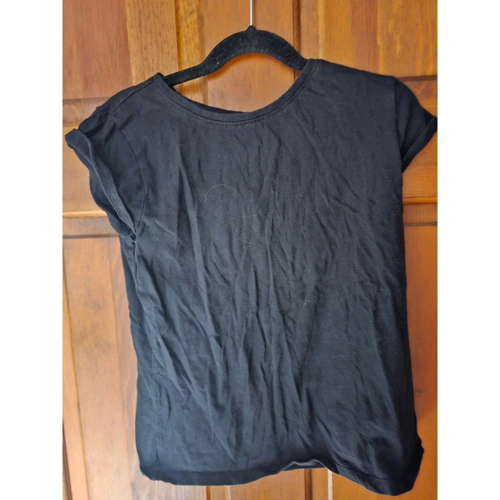 The Childrens Place Girls Black Short Sleeve T-Shirt Size L 10/12 Basic Tee